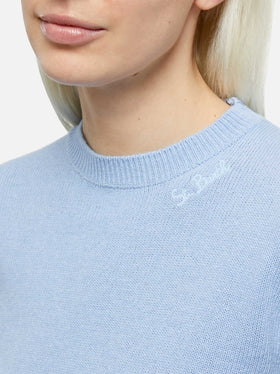 Hellblauer Damenpullover aus Kaschmirmischung Sorbonne