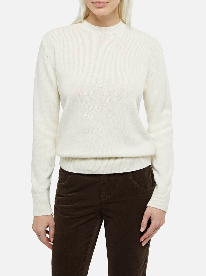 Woman white crewneck cashmere blend sweater Sorbonne