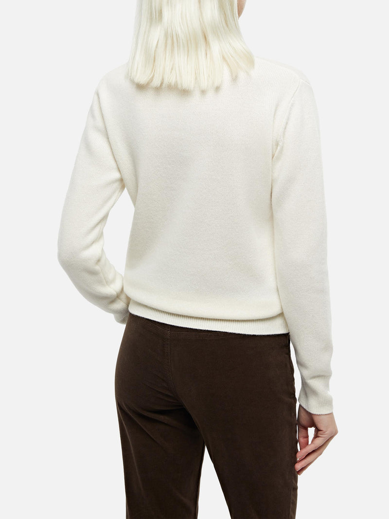 Woman white crewneck cashmere blend sweater Sorbonne