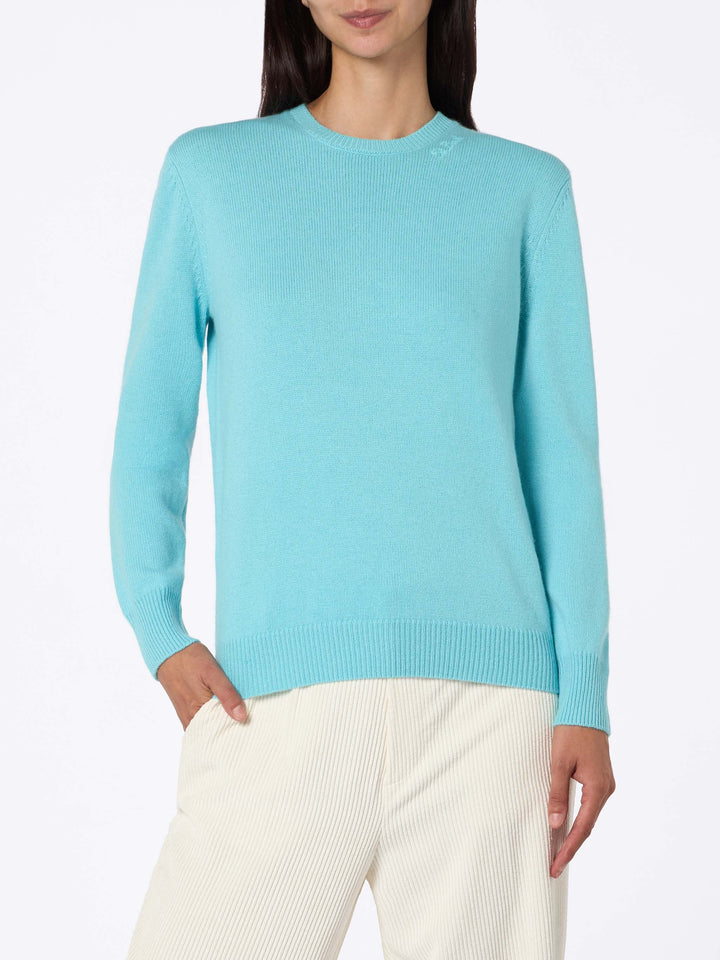 Woman water green cashmere blend sweater Sorbonne - MC2 Saint Barth