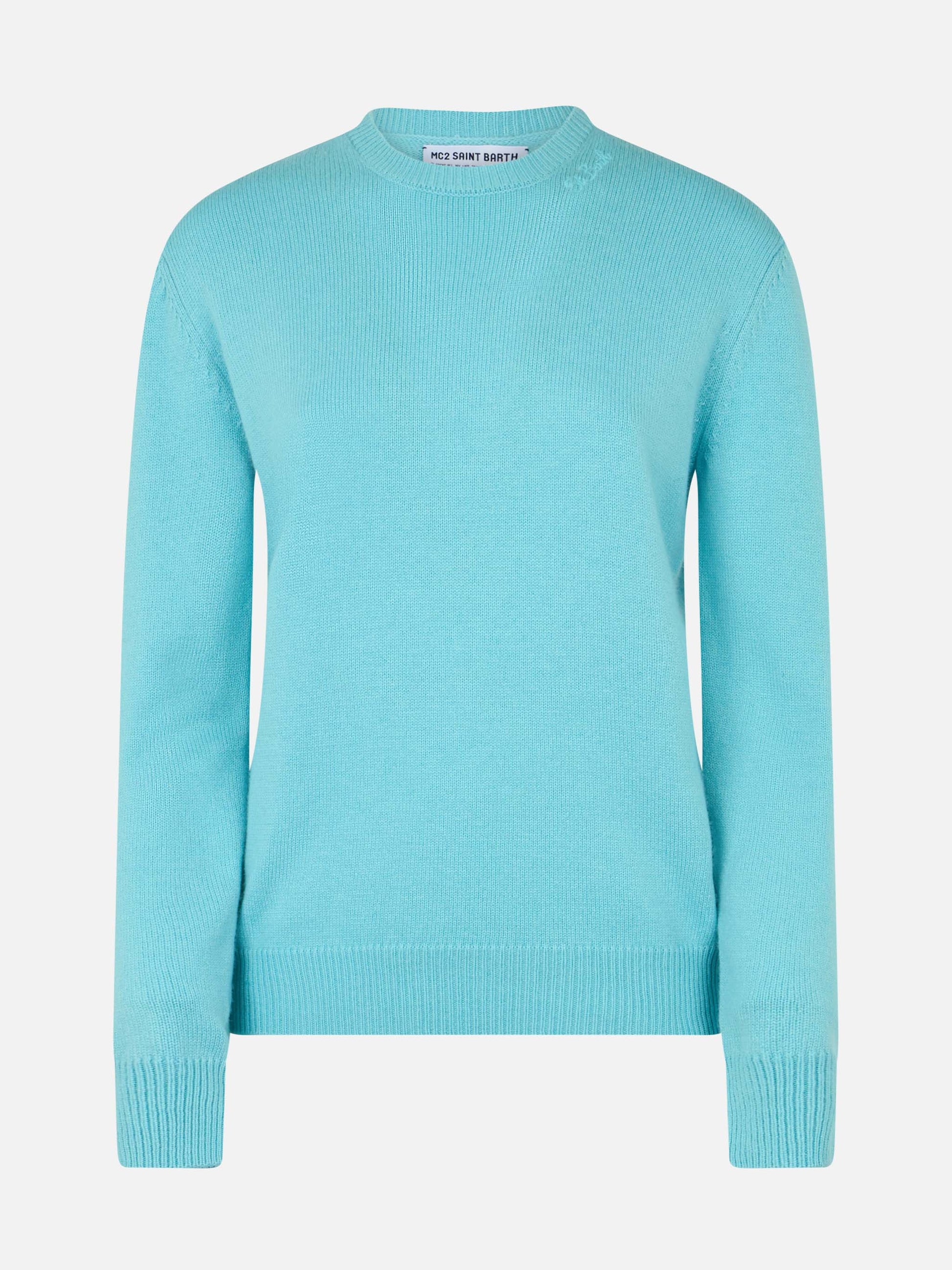 Woman water green cashmere blend sweater Sorbonne - MC2 Saint Barth