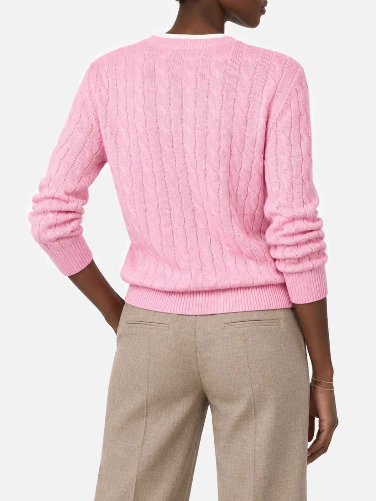 CASHMERE BLEND cable knit pink sweater Sorbonne