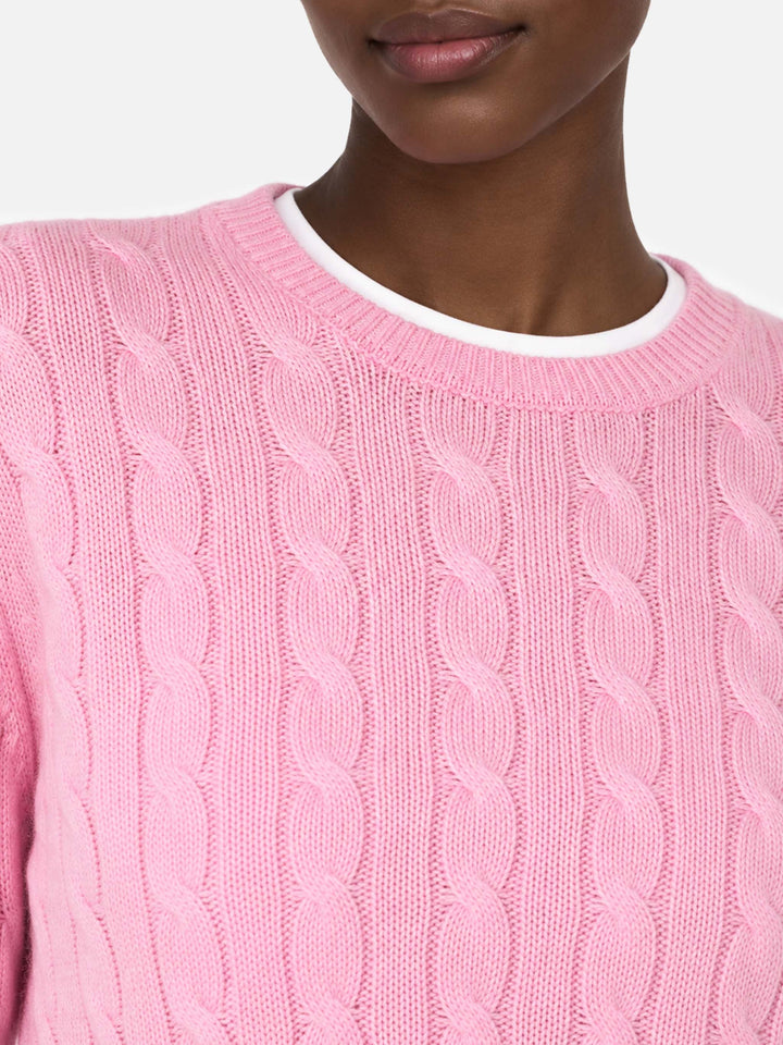 Rosa Pullover Sorbonne aus CASHMERE BLEND im Zopfmuster 