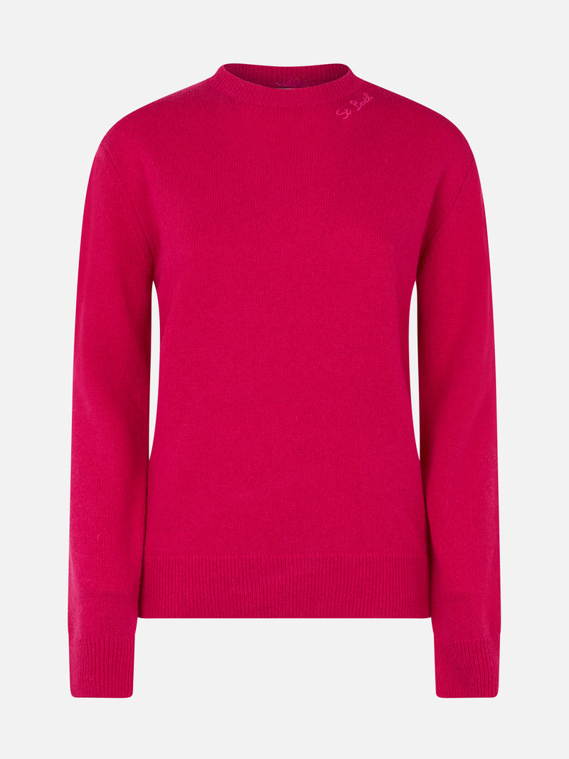 Woman cashmere blend fucsia sweater Sorbonne