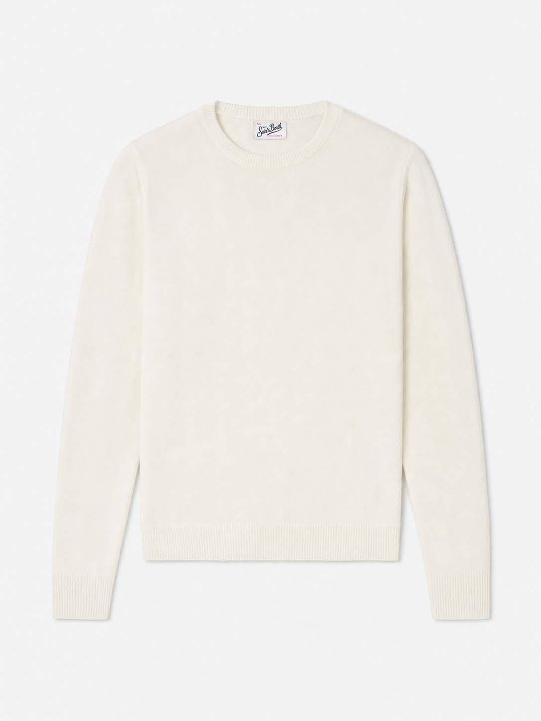100% CASHMERE Sorbonne-Pullover in Weiß 