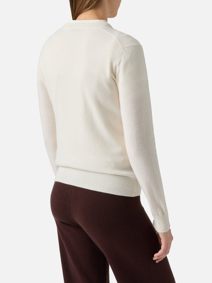 100% CASHMERE Sorbonne sweater in white