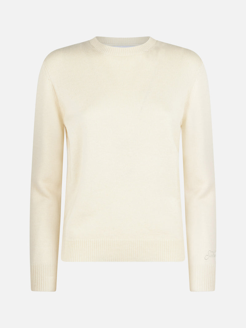 Woman off-white pure cashmere sweater Sorbonne