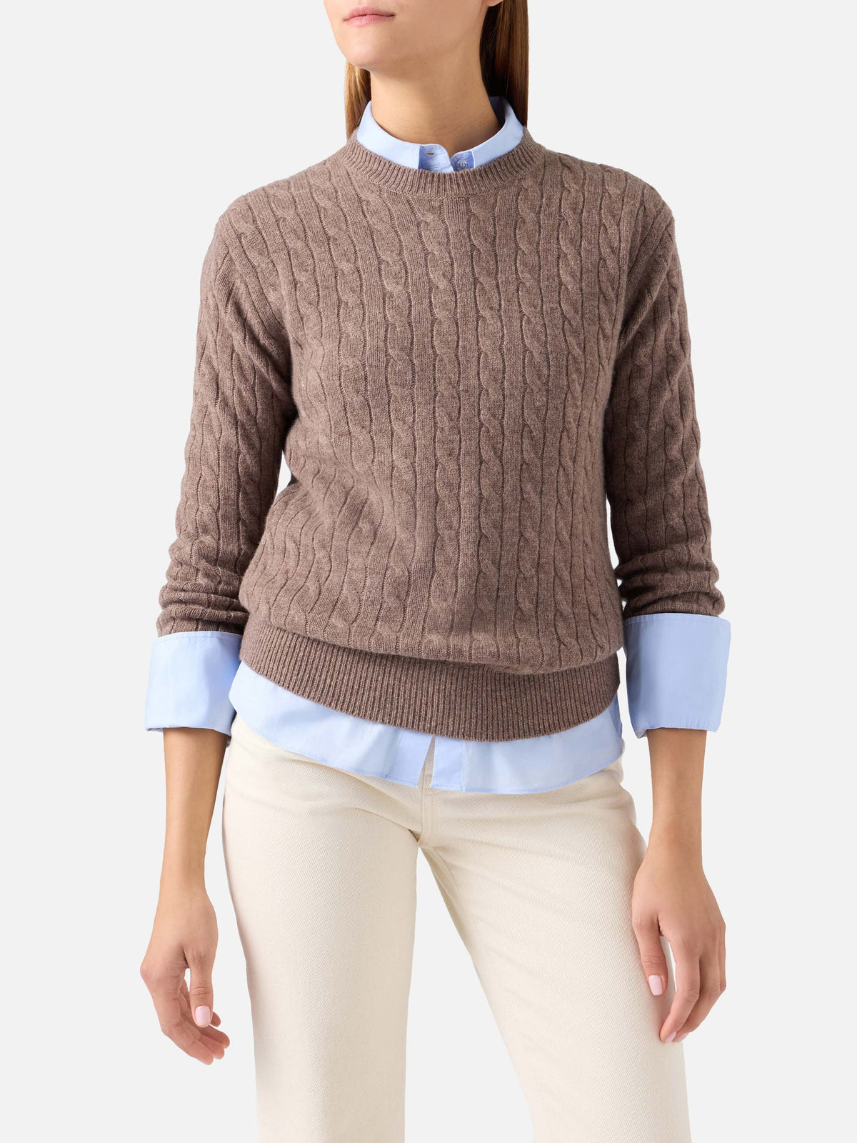 Pull col rond en laine Nut Sorbonne avec point torsadé 