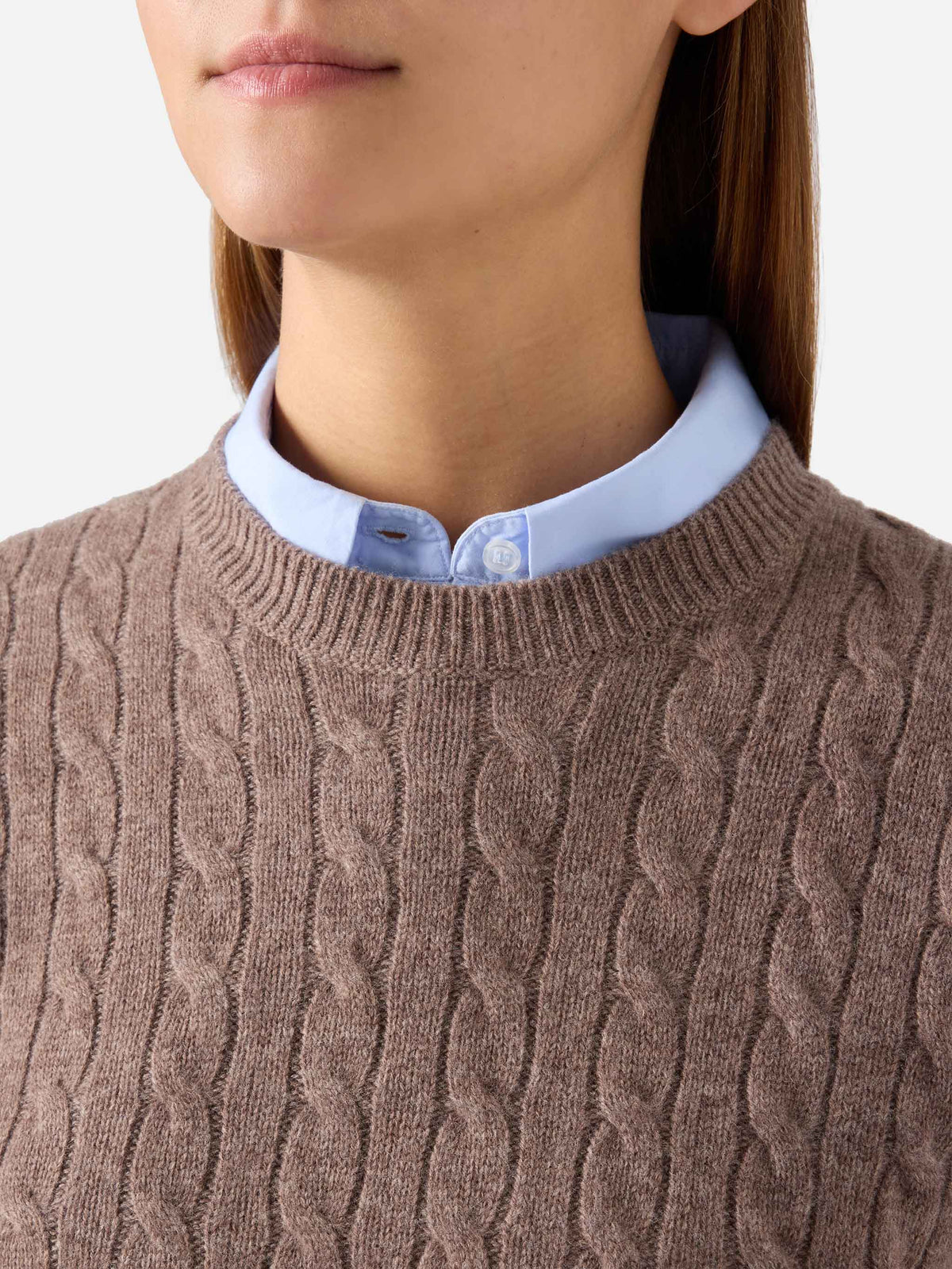 Pull col rond en laine Nut Sorbonne avec point torsadé 
