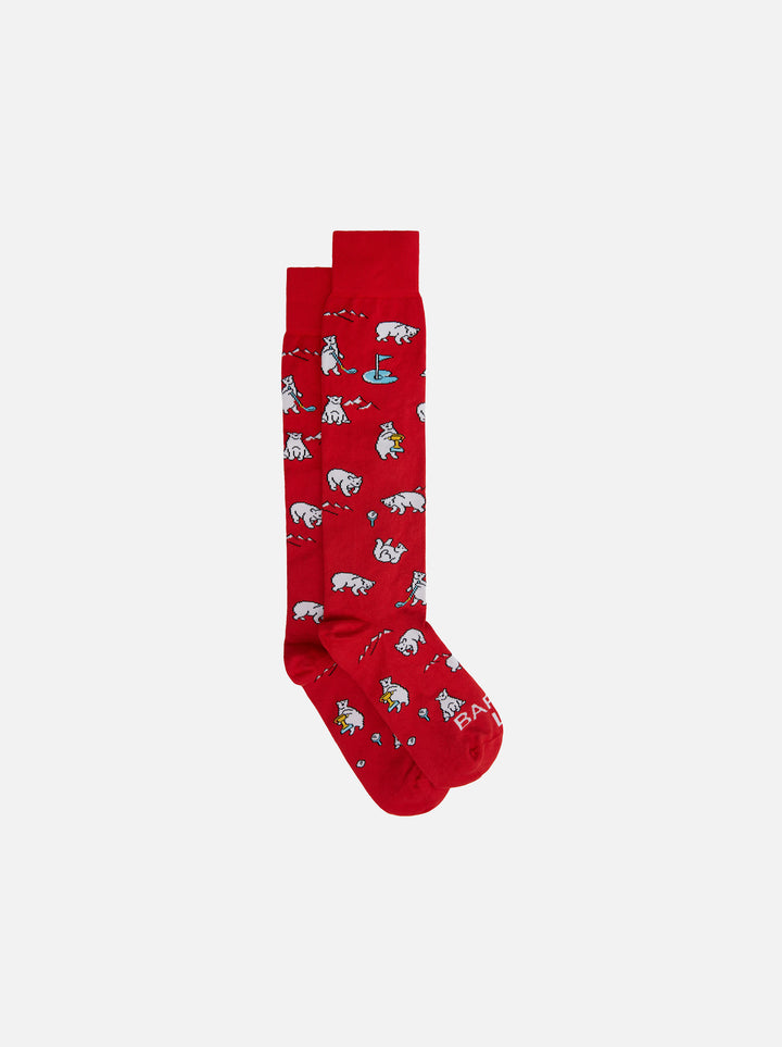 Kniestrümpfe für Herren mit Golferbären-Jacquard