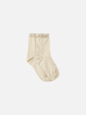 Woman beige lurex socks