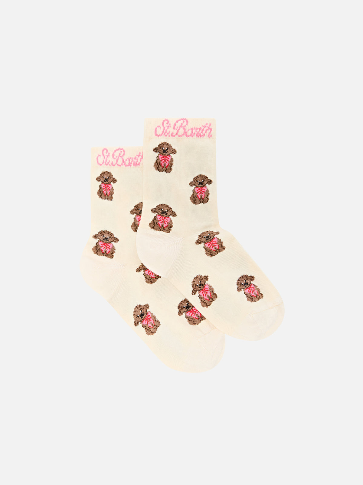 Calcetines beige con motivo de caniche 