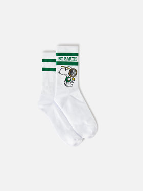 White cotton sport socks with Snoopy tennis print | Special edition