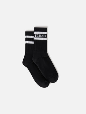 Schwarze Sportsocken aus Baumwolle mit St. Barth-Schriftzug 