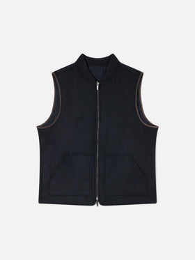Gilet réversible Spencer en mélange de laine Navy blue 