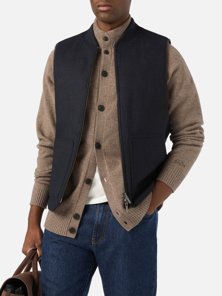 Navy blue Spencer wool blend reversible vest