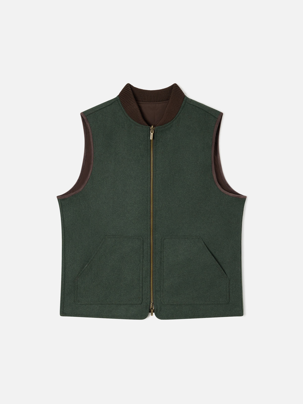 Chaleco reversible Spencer de mezcla de lana verde militar 