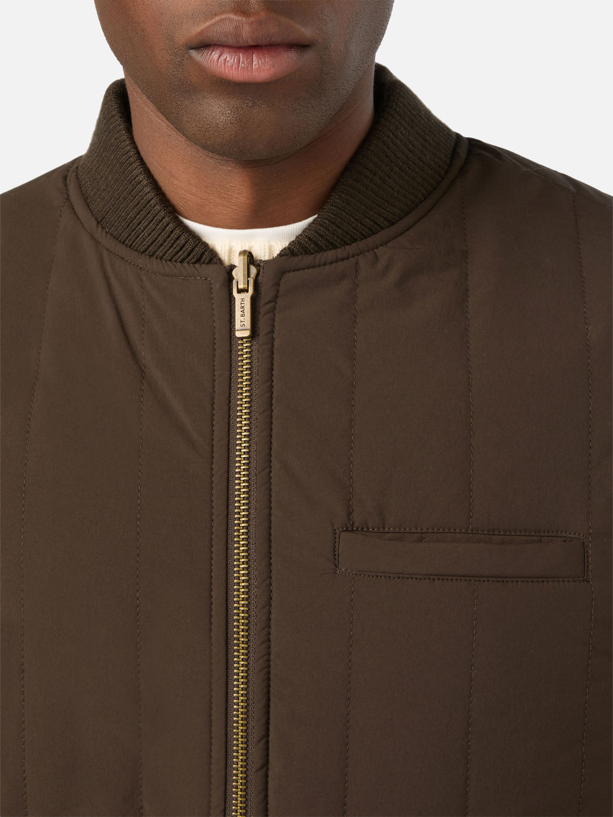 Gilet réversible Spencer en mélange de laine vert militaire 