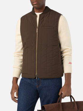 Gilet réversible Spencer en mélange de laine vert militaire 