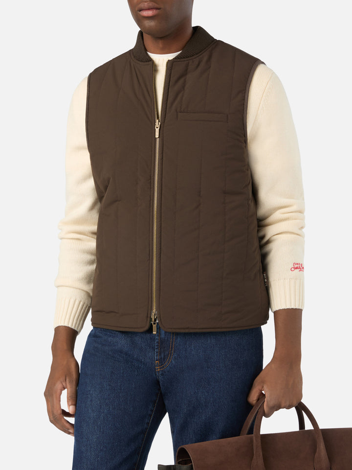 Military green Spencer wool blend reversible vest