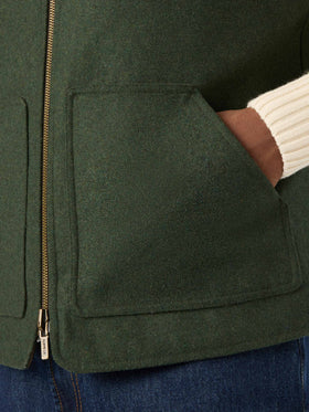 Gilet réversible Spencer en mélange de laine vert militaire 