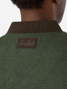 Gilet réversible Spencer en mélange de laine vert militaire 