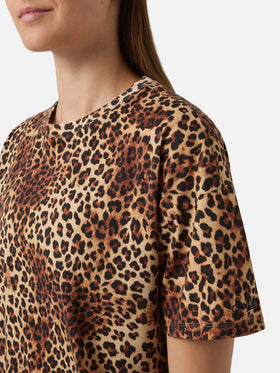 Midi Sereia dress with all-over leopard print