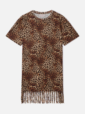 Midi Sereia dress with all-over leopard print