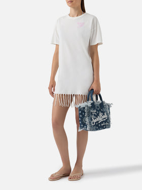 Midi Sereia dress in white with St. Barth Cocktail Party print