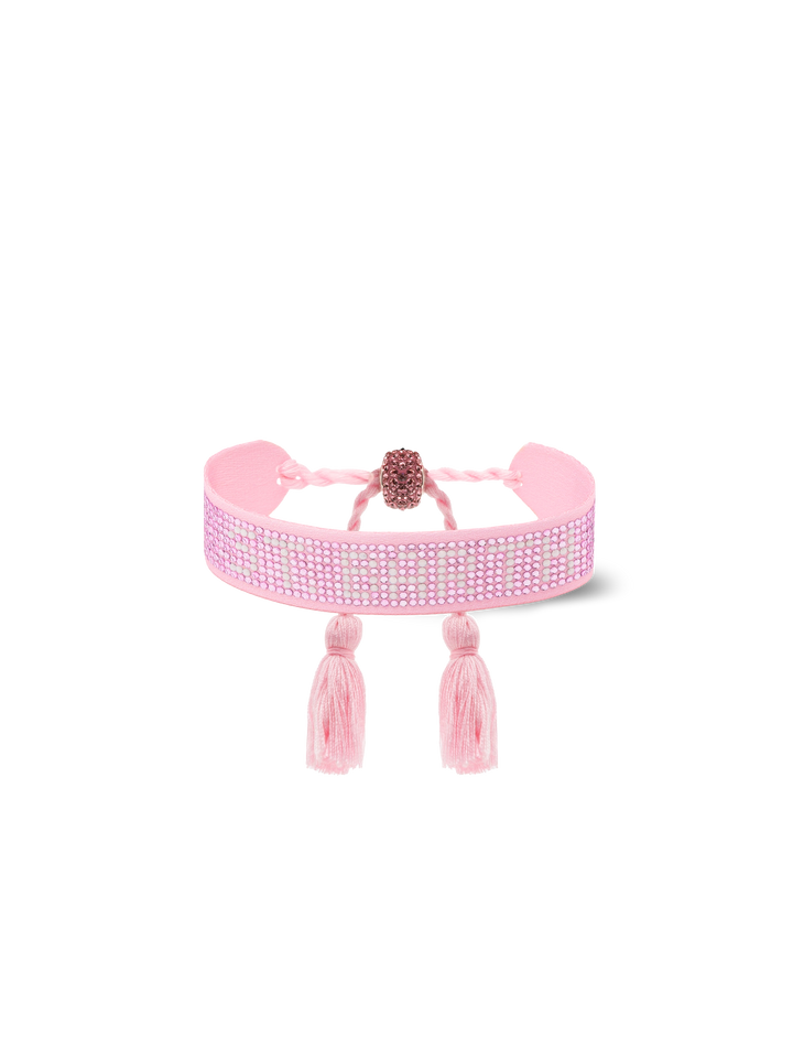 Pink rhinestones bracelet with St. Barth lettering