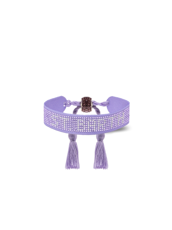 Lilac rhinestones bracelet with St. Barth lettering