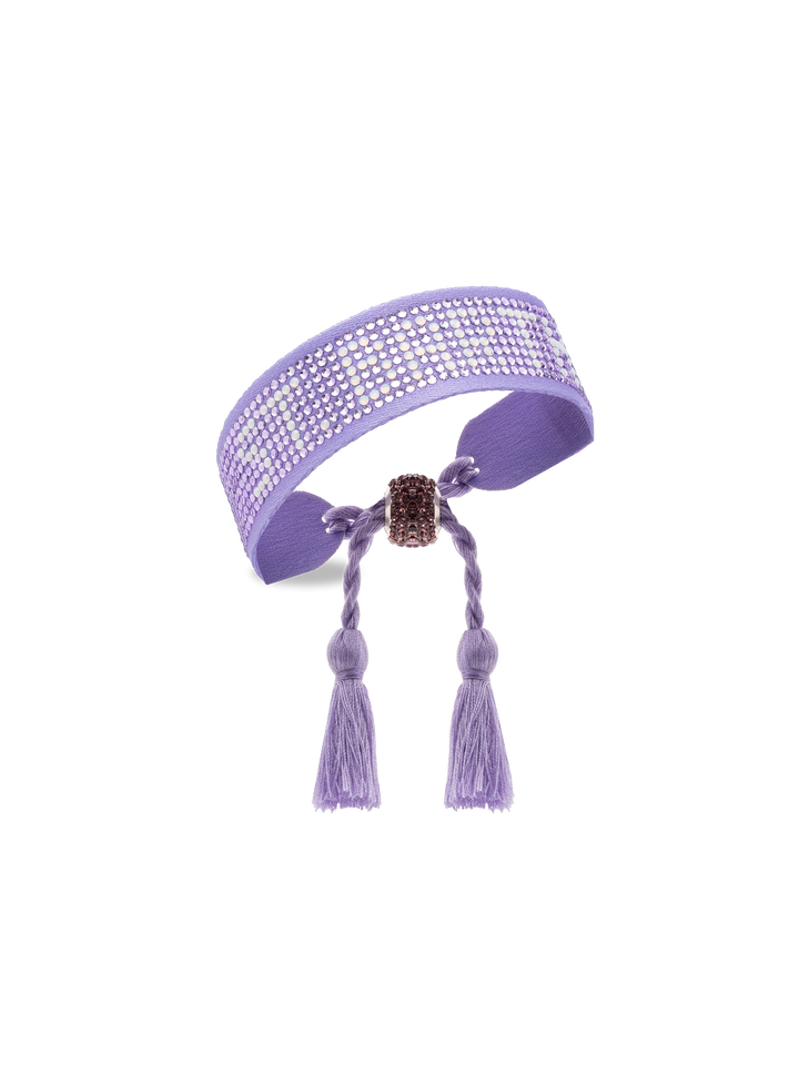 Lilac rhinestones bracelet with St. Barth lettering