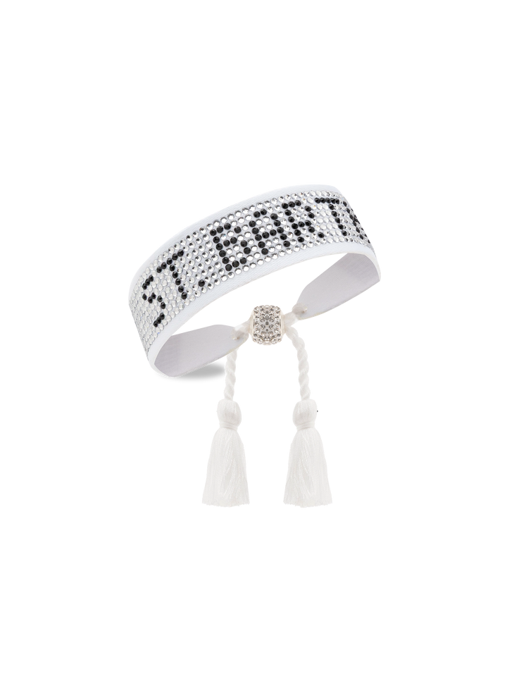 White rhinestones bracelet with St. Barth lettering
