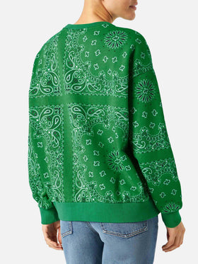 Green Stardust cotton sweatshirt with bandana print