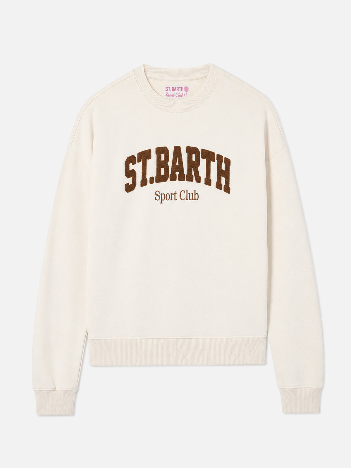 Cream Stardust sweatshirt with raised terry-effect logo and Sport Club embroidery