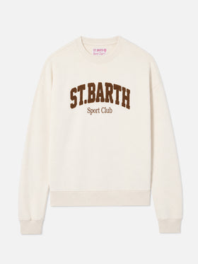 Cream Stardust sweatshirt with raised terry-effect logo and Sport Club embroidery