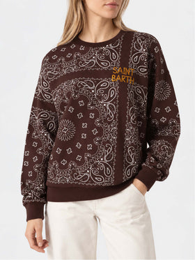 Brown Stardust cotton sweatshirt with bandana print