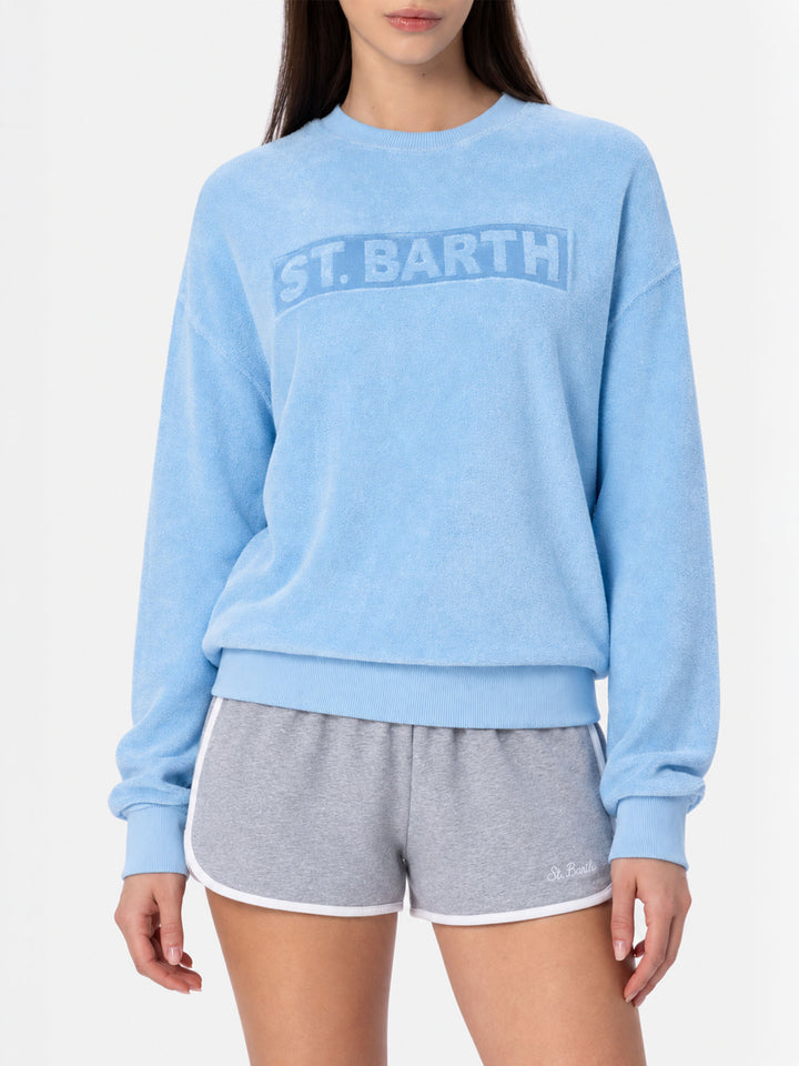 Damen-Sweatshirt Stardust aus hellblauem Frottee-Baumwollstoff 