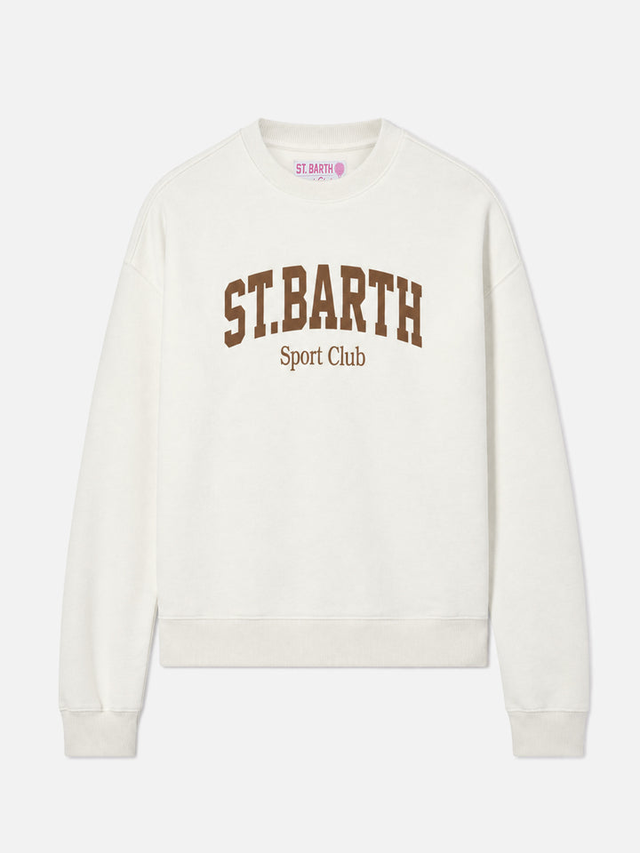 Sudadera de algodón Stardust en blanco con estampado flock St. Barth Sport Club 