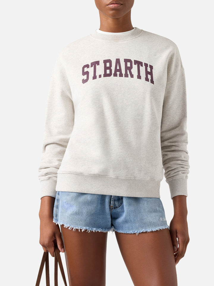 Sweat-shirt ras-du-cou Stardust en coton gris avec imprimé St. Barth 