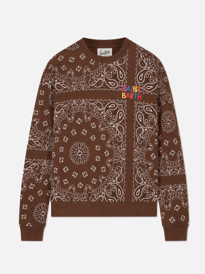 Brown Stardust sweatshirt with bandanna print