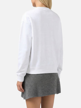 Crewneck sweatshirt with flocked Saint Barth heart