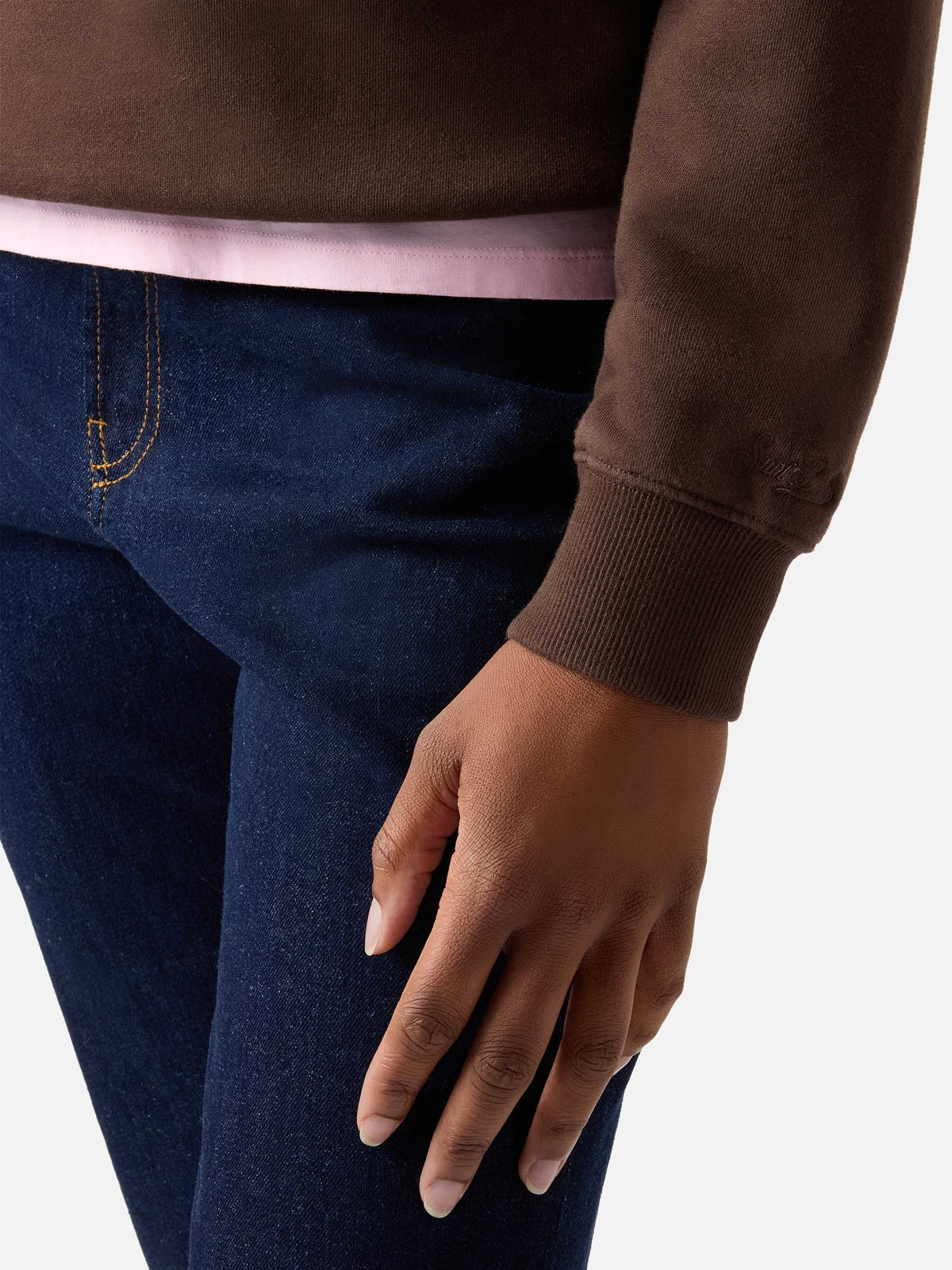 Brown Stardust sweatshirt with Time Is Gold print