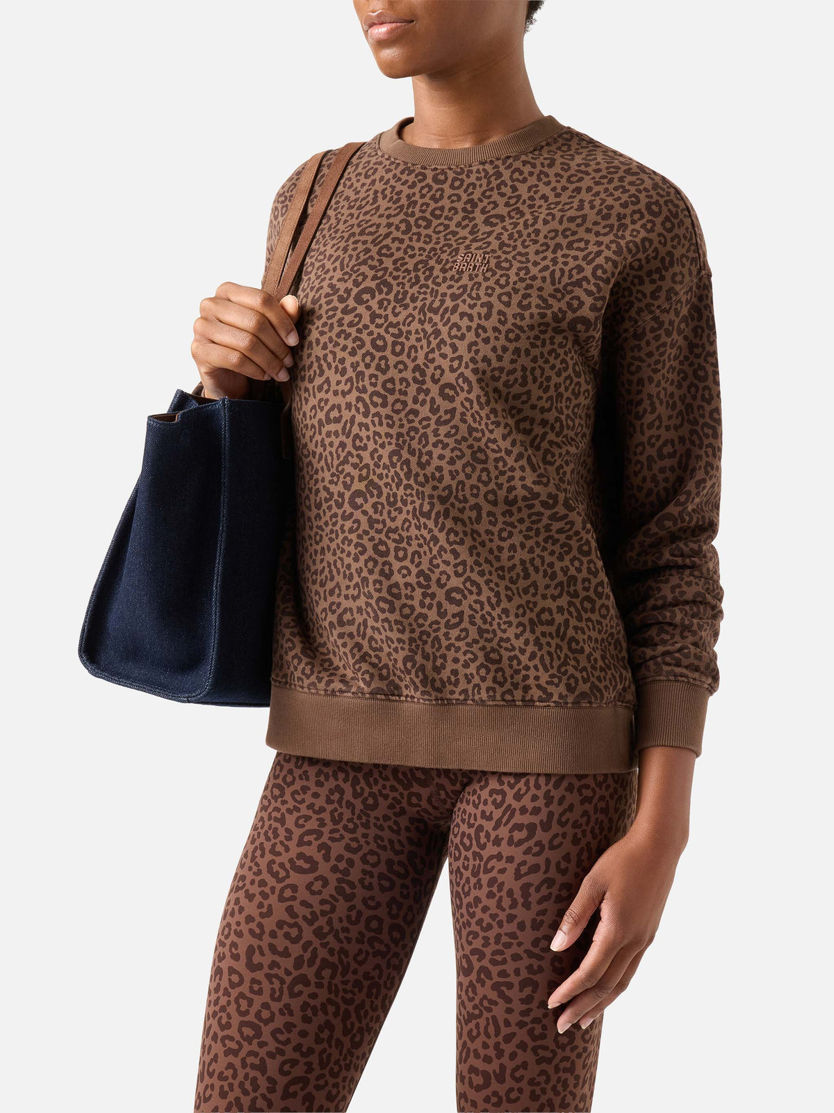 Felpa Stardust con stampa leopardata
