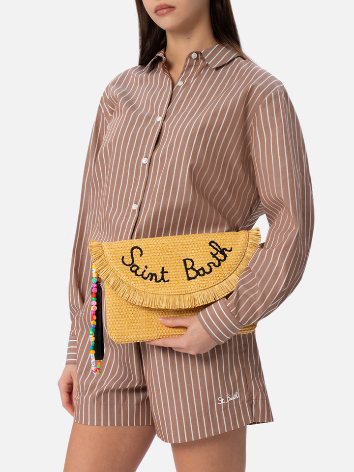Pouch in paglia con charms frutta