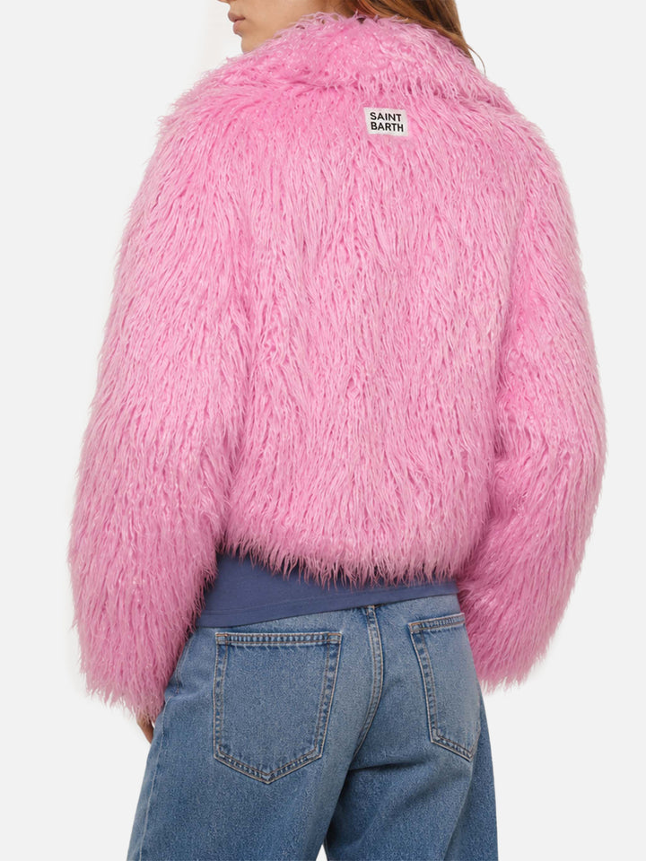 Chaqueta corta de pelo rosa Sully 