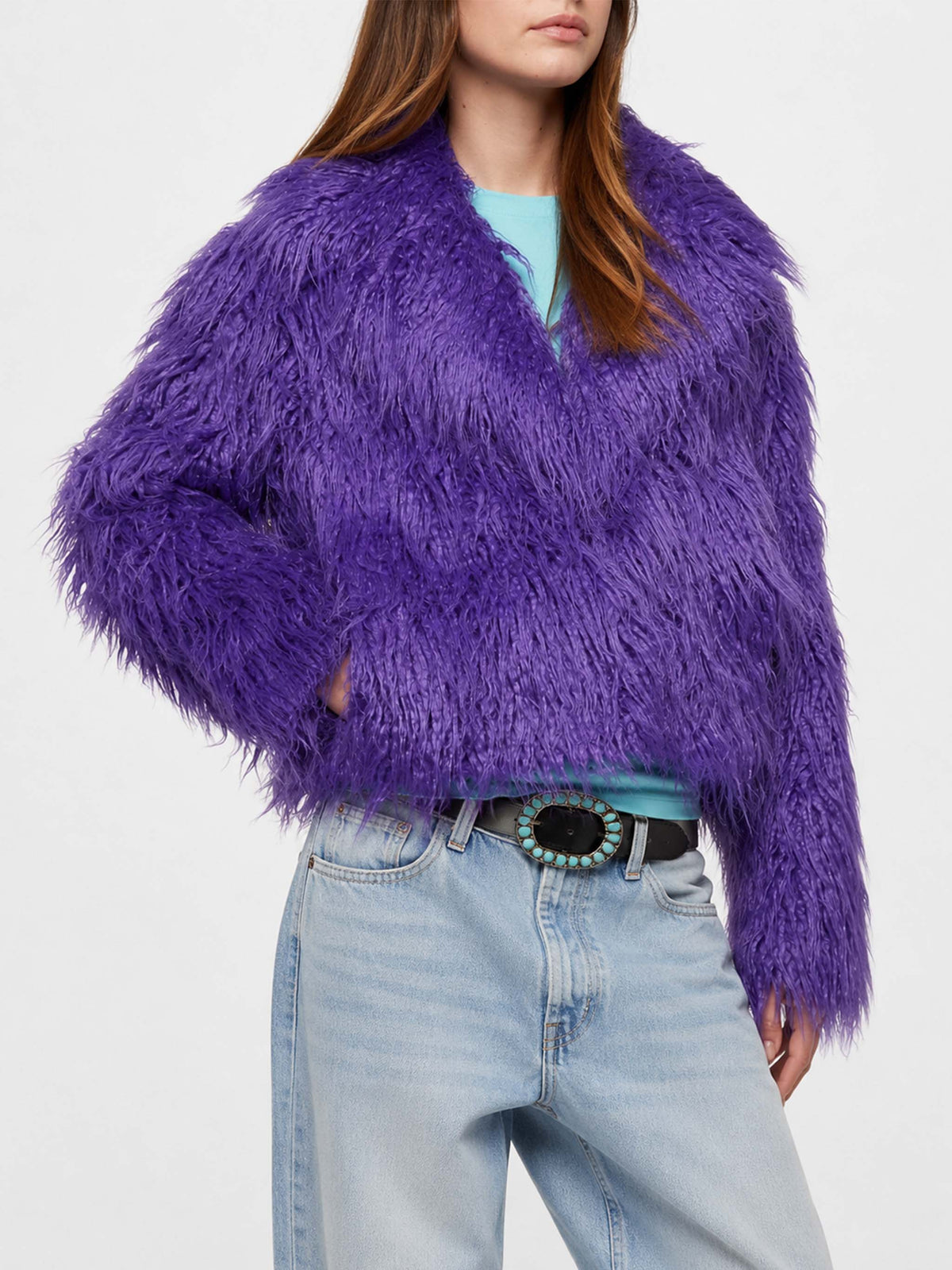 Purple furry short jacket Sully