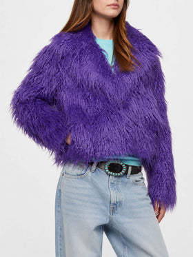 Purple furry short jacket Sully