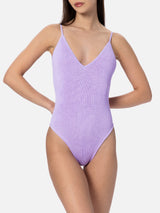 Woman lilac crinkle one piece swimsuit Susanne