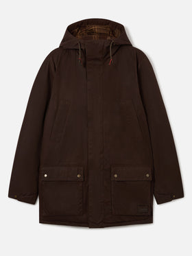 Parka Sven marrone scuro cerato con fodera tartan